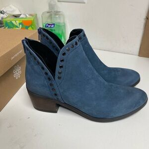 Blue Suede Ankle Boots